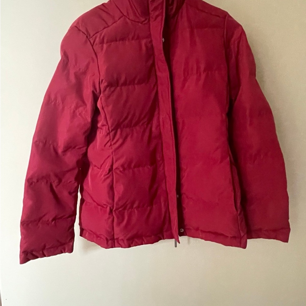 Red Brooks Brothers puffer jacket